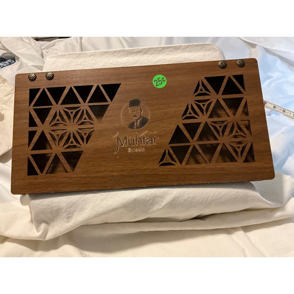 Muhtar Sweets Wooden Keepsake Box Geometric Laser Cut Hinged Decorative Tray